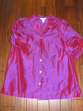 NWOT Vintage Stonebridge Signature 1X 100% Silk Unlined Blazer Mother of Pearl